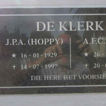 KLERK J.P.A., de 1929-1997 & A.F.C. 1935-2016