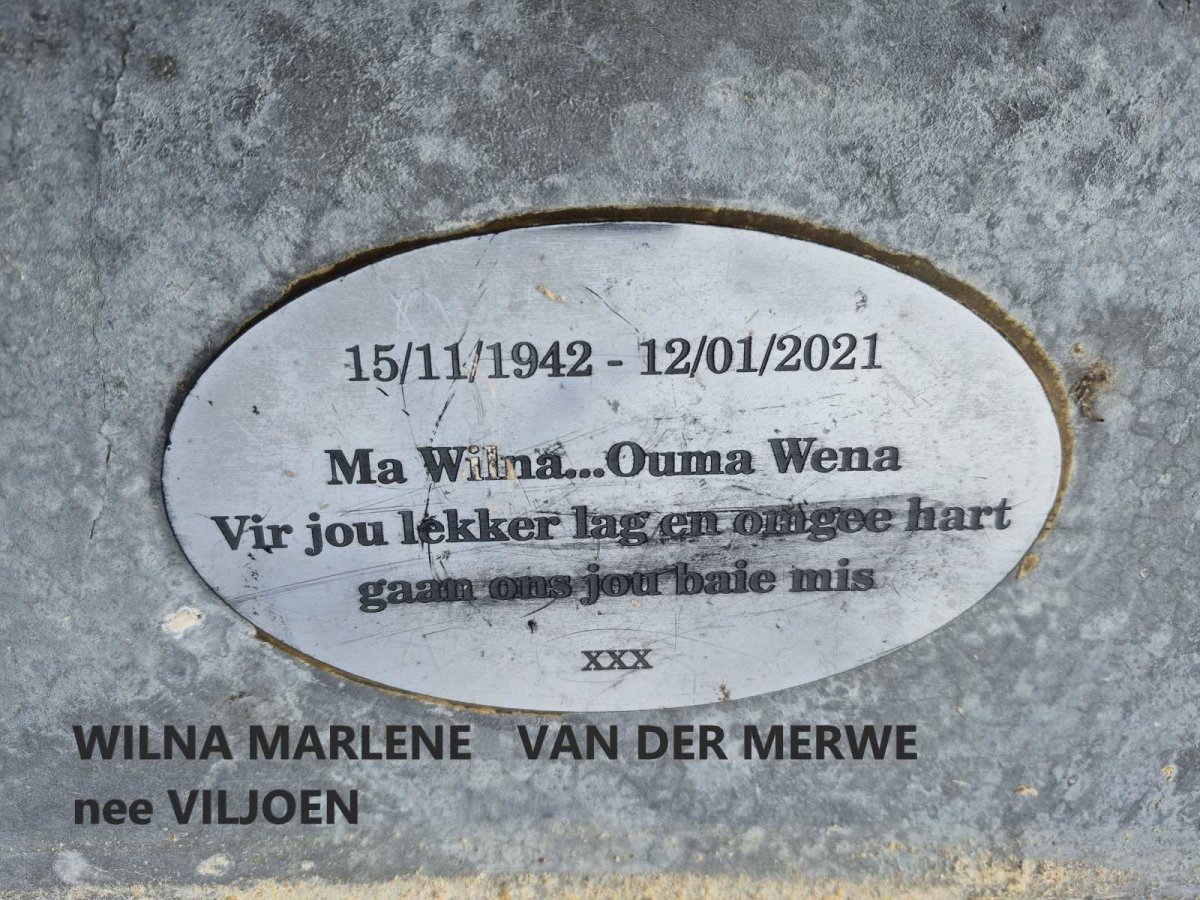 MERWE Wilna Marlene, van der nee VILJOEN 1942-2021