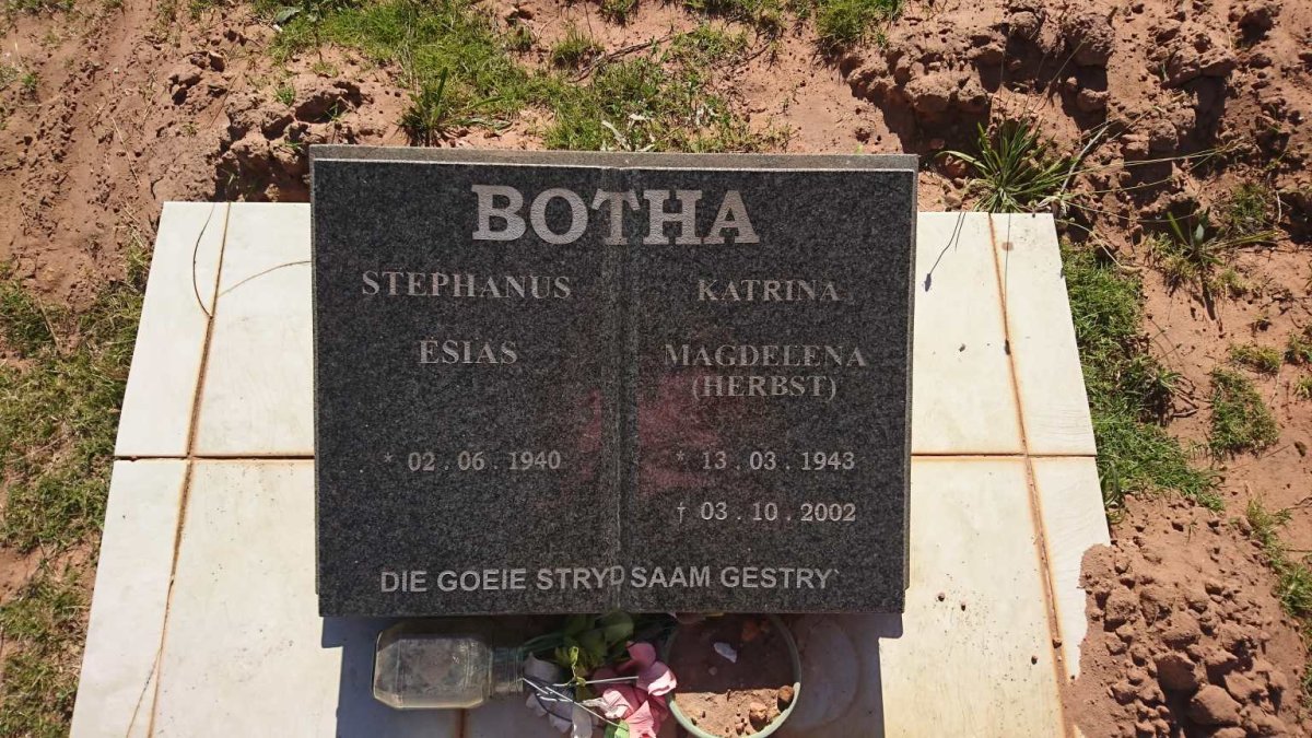 BOTHA Stephanus Esias 1940- &amp; Katrina Magdalena HERBST 1943-2002