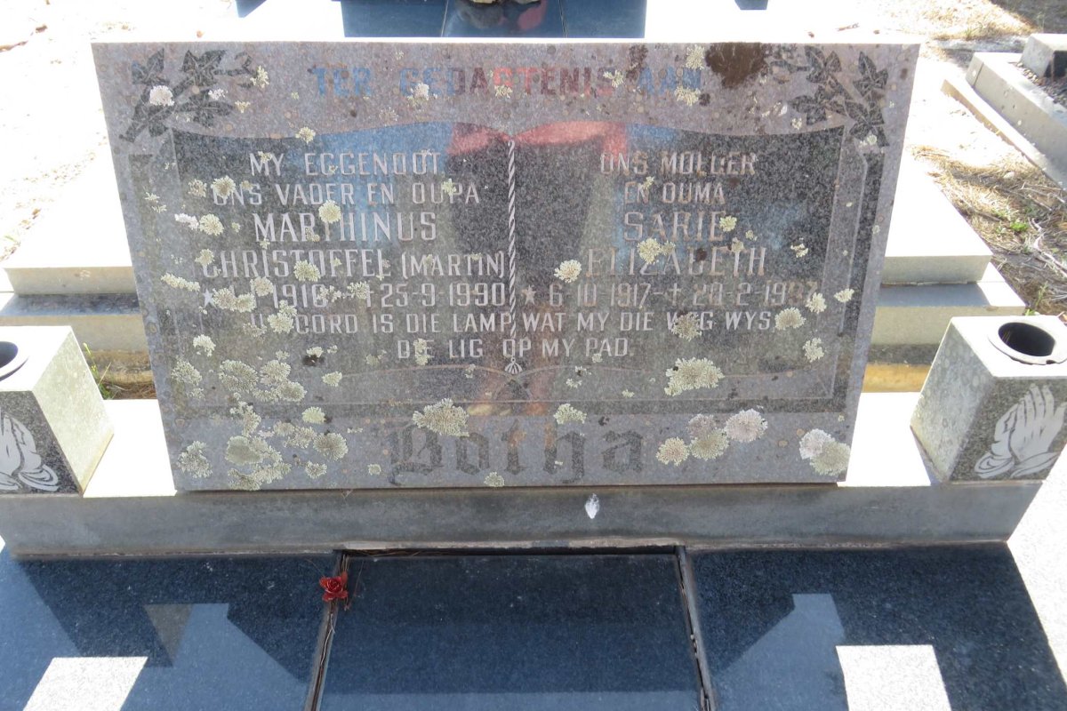 BOTHA Marthinus Christoffel 1910-1990 &amp; Sarie Elizabeth 1917-1997