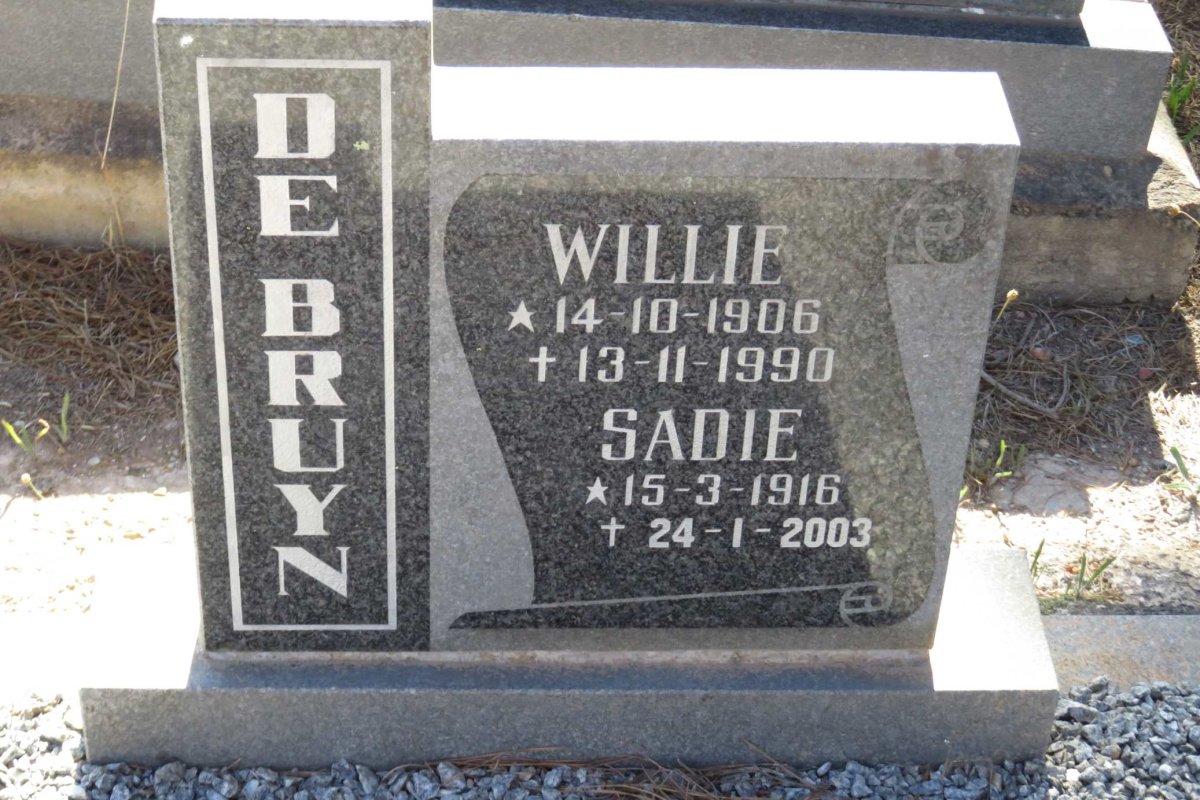 BRUYN Willie, de 1906-1990 &amp; Sadie 1916-2003