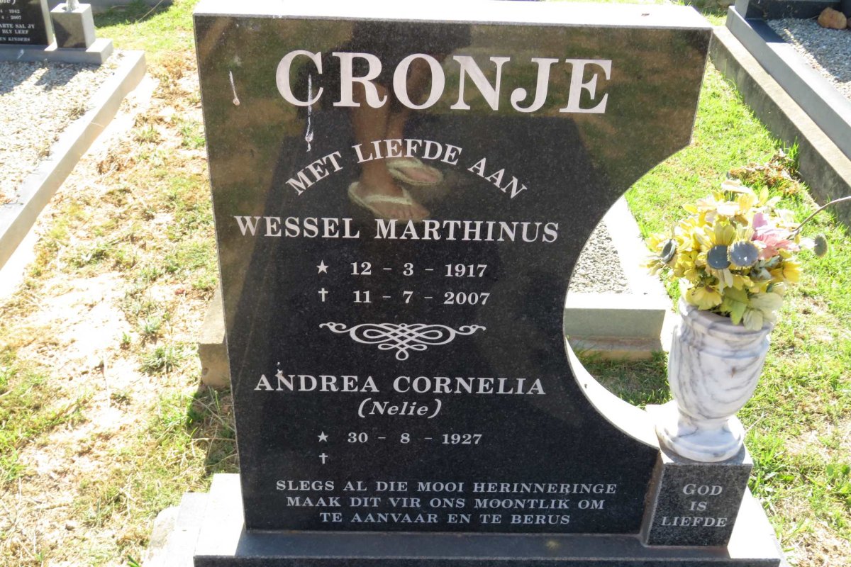 CRONJE Wessel Marthinus 1917-2007 &amp; Andrea Cornelia 1927-