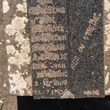 CRONJE Susarah A. nee VAN RENSBURG 1889-193?