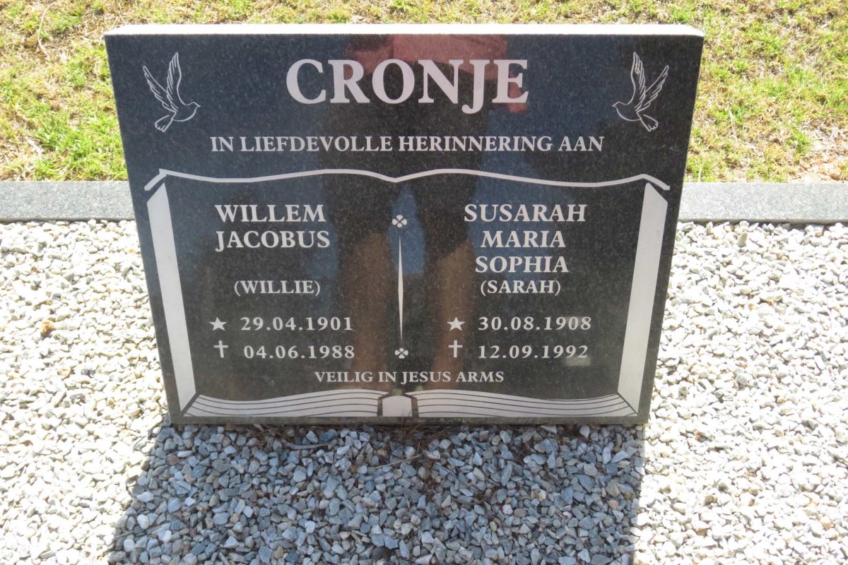 CRONJE Willem Jacobus 1901-1988 &amp; Susarah Maria Sophia 1908-1992