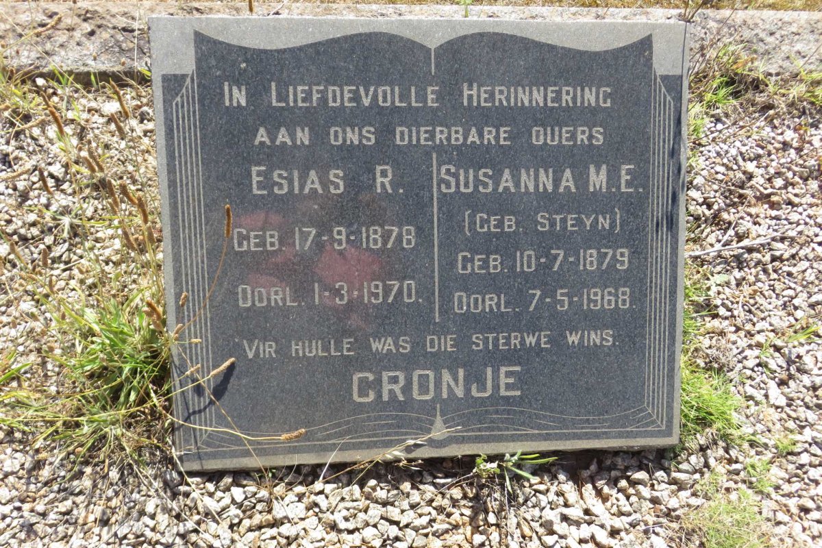 CRONJE Esias R. 1878-1970 &amp; Susanna M.E. STEYN 1879-1968