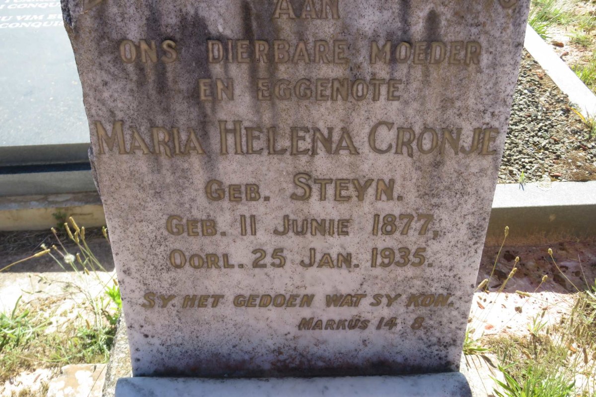CRONJE Maria Helena nee STEYN 1877-1935