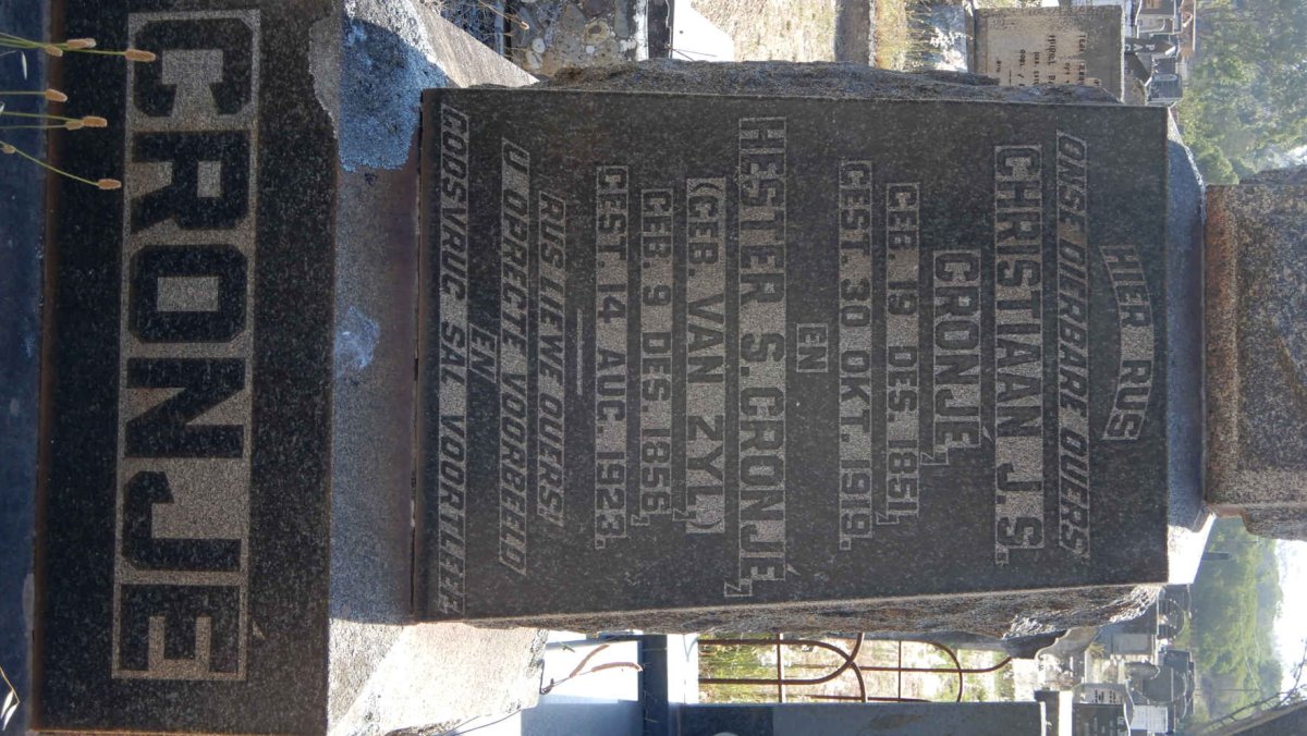 CRONJE Christiaan J.S. 1851-1919 &amp; Hester S. VAN ZYL 1856-1923