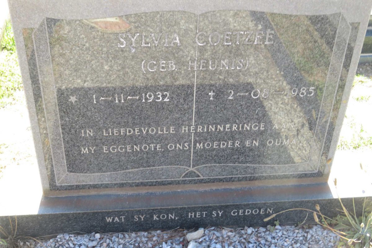 COETZEE Sylvia nee HEUNIS 1932-1985