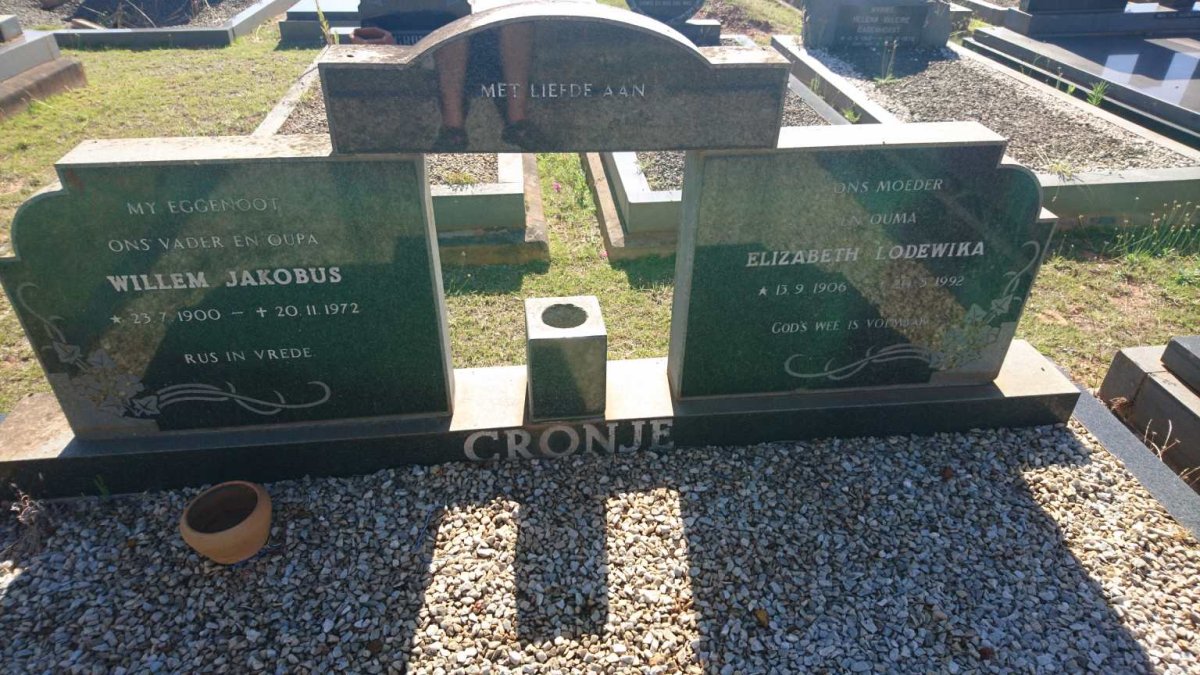 CRONJE Willem Jakobus 1900-1972 &amp; Elizabeth Lodewika 1906-1992