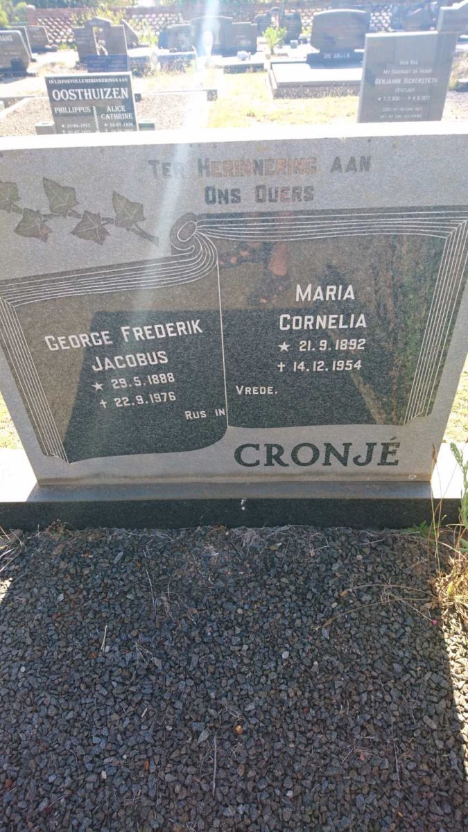 CRONJÉ George Frederik Jacobus 1888-1976 &amp; Maria Cornelia 1892-1954