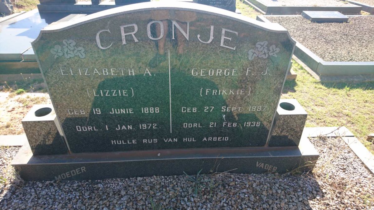 CRONJE George F.J. 1887-1938 &amp; Elizabeth A. 1888-1972