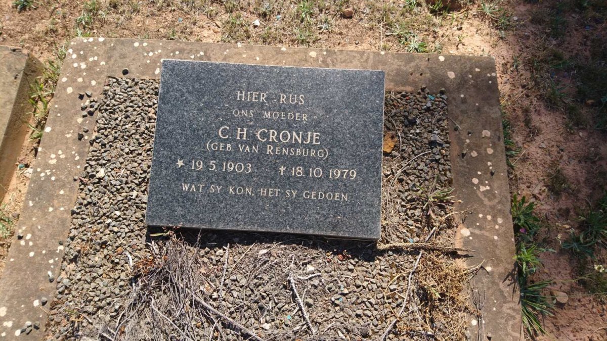 CRONJE C.H. nee VAN RENSBURG 1903-1979