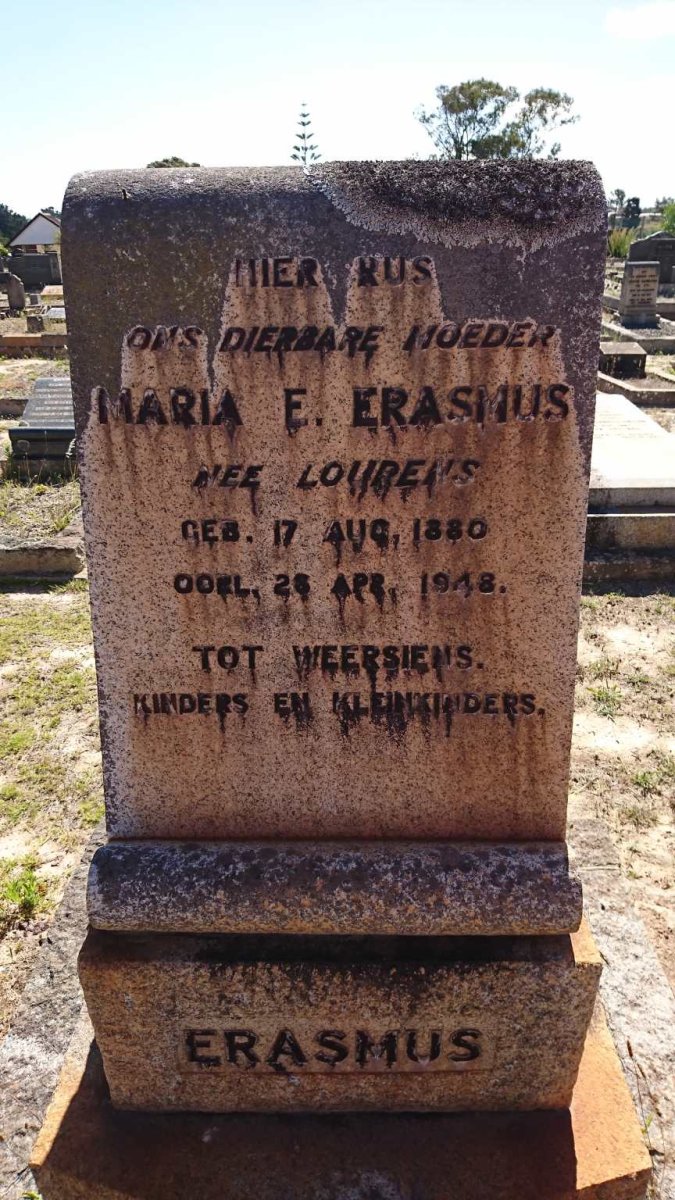 ERASMUS Maria E. nee LOURENS 1880-1948