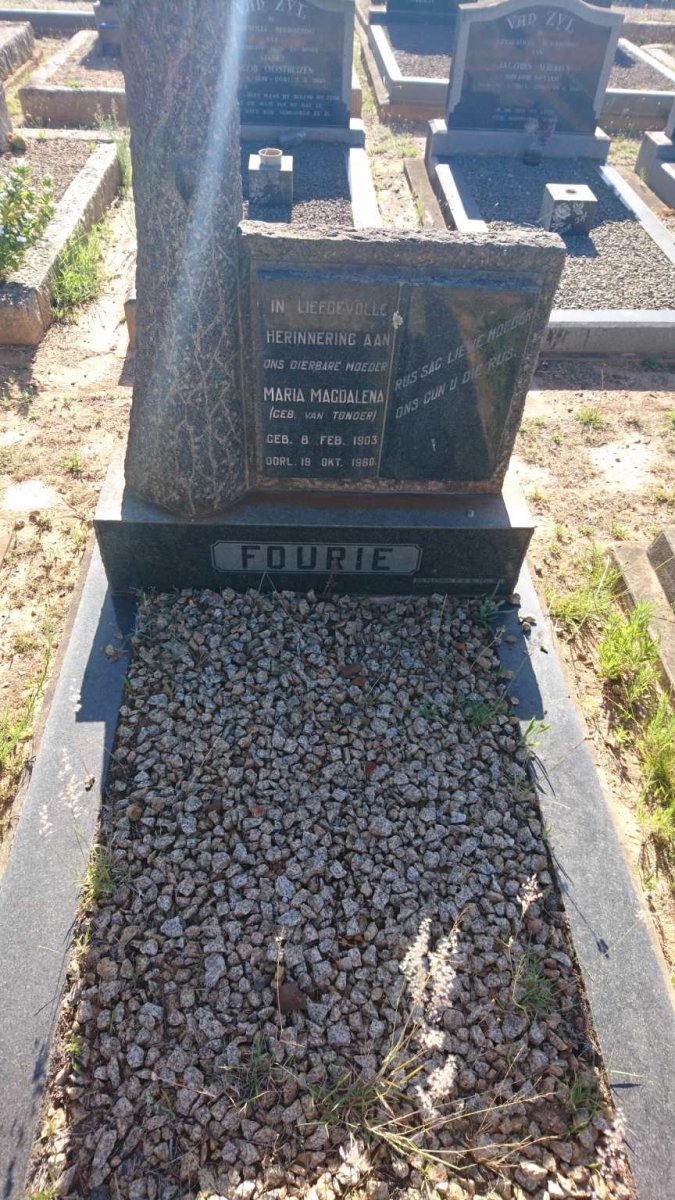 FOURIE Maria Magdalena nee VAN TONDER 1903-1960