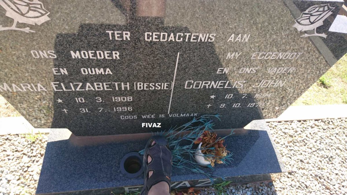 FIVAZ Cornelis John 1894-1978 &amp; Maria Elizabeth 1908-1996