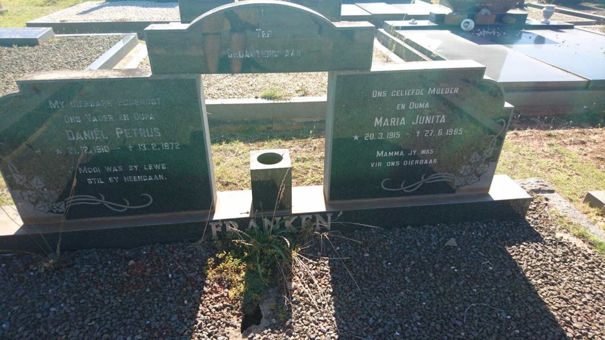 FRANKEN Daniel Petrus 1910-1972 &amp; Maria Junita 1915-1985