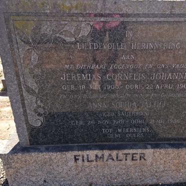 FILMALTER Jeremias Cornelis Johannes 1900-1966 &amp; Anna Sophia SAUERMAN 1901-1986