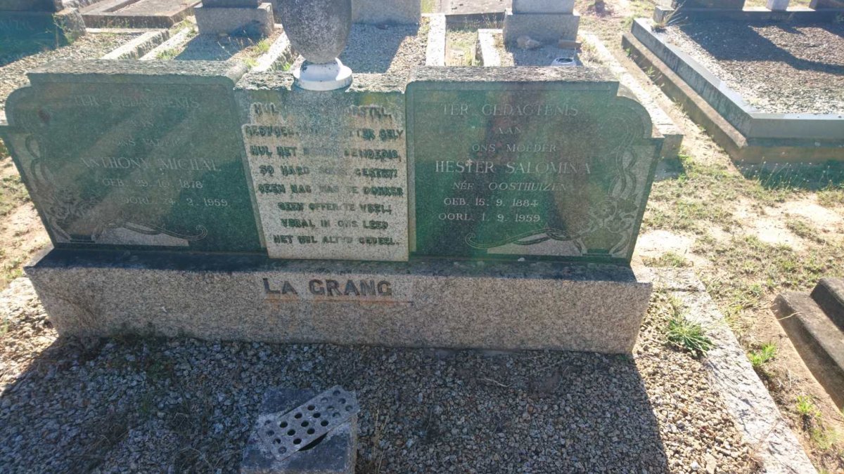 GRANGE Anthony Michal, la 1878-1959 &amp; Hester Salomina OOSTHUIZEN 1884-1959