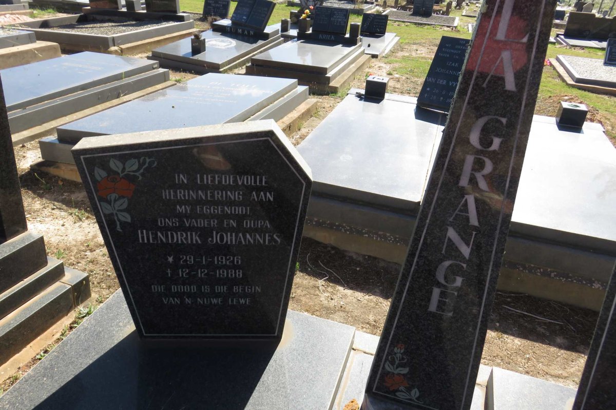 GRANGE Hendrik Johannes, la 1926-1988
