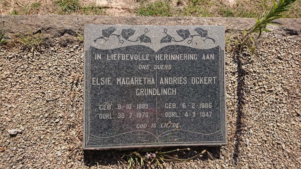 GRUNDLINGH Andries Ockert 1886-1947 &amp; Elsie Margaretha 1889-1970