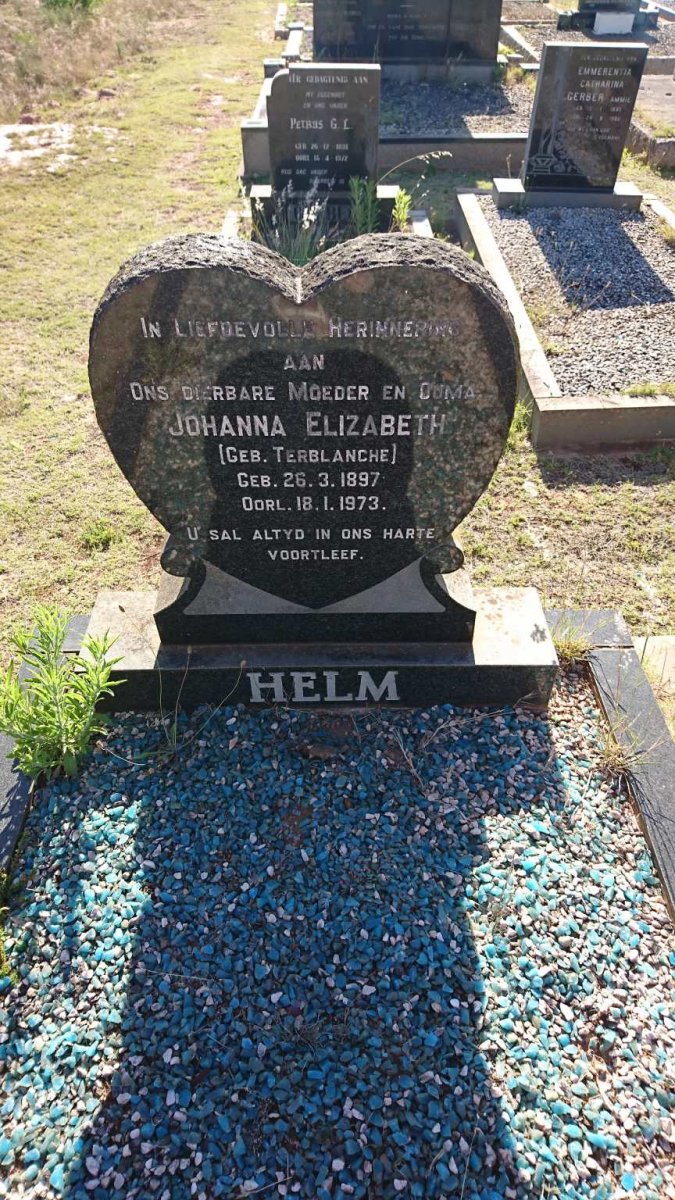 HELM Johanna Elizabeth nee TERBLANCHE 1897-1973
