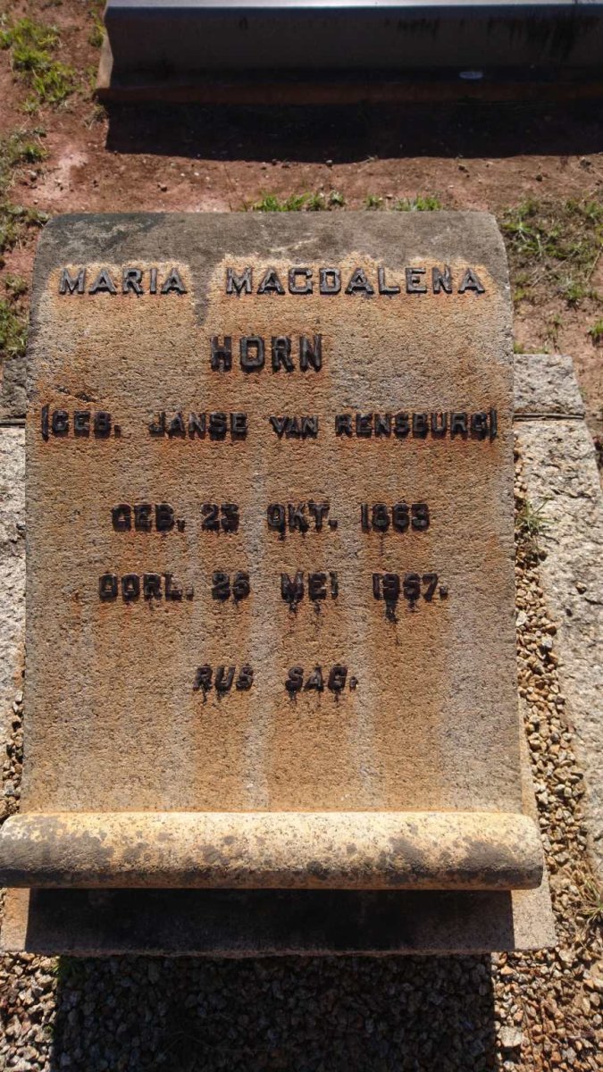 HORN Maria Magdalena nee JANSE VAN RENSBURG 1865-1957