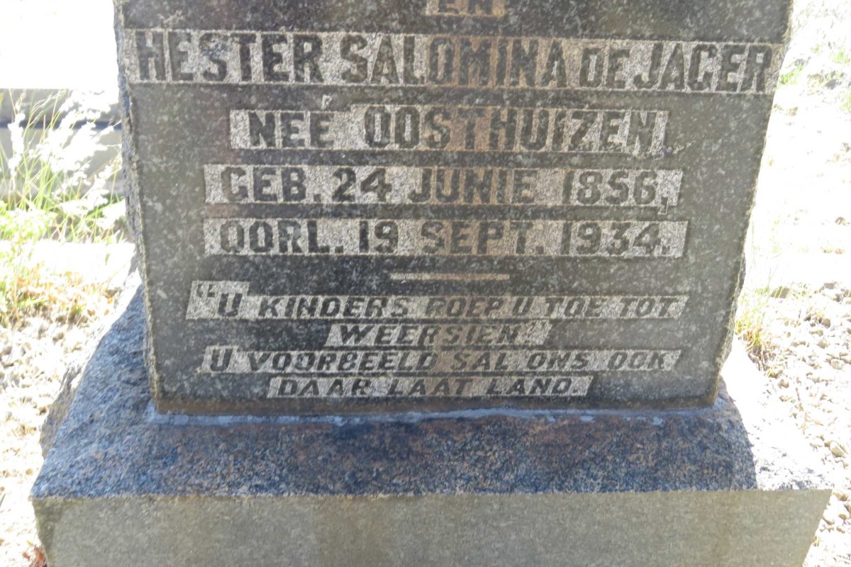 JAGER Hester Salomina, de nee OOSTHUIZEN 1856-1934