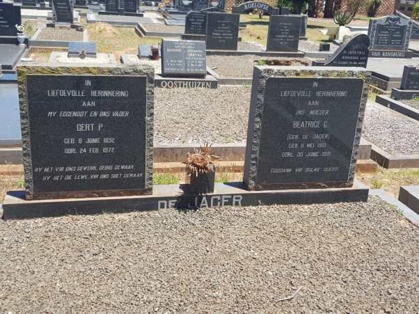 JAGER Gert P., de 1892-1972 &amp; Beatrice C. DE JAGER 1901-1981