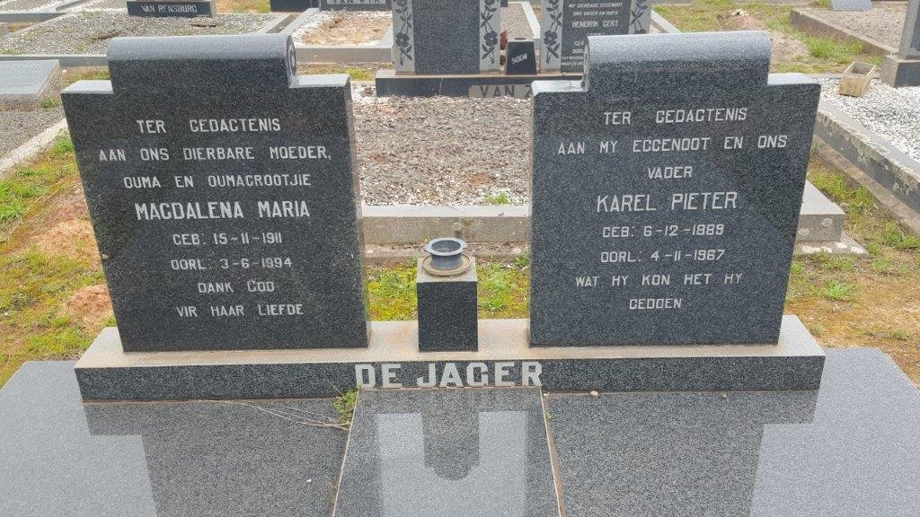 JAGER Karel Pieter, de 1889-1967 &amp; Magdalena Maria 1911-1994