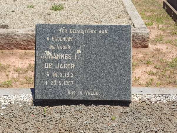 JAGER Johannes F., de 1913-1957