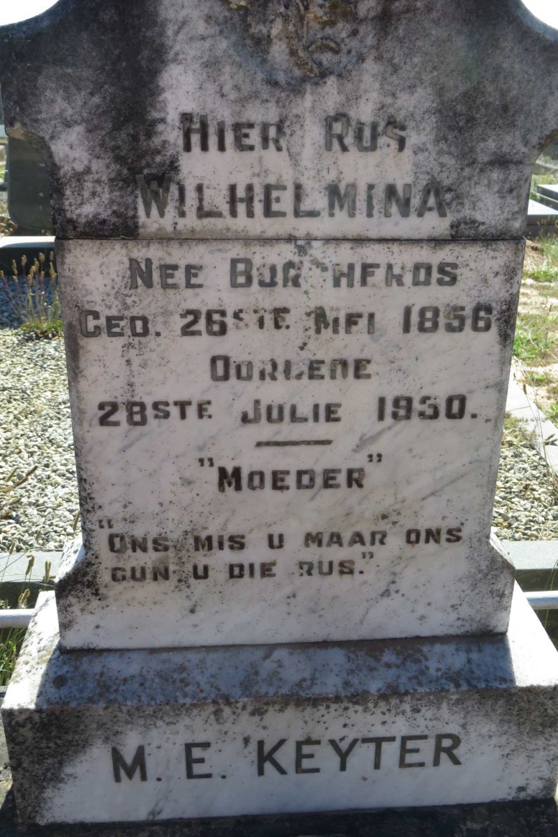 KEYTER Wilhelmina M.E. nee BORCHERDS  1856-1930