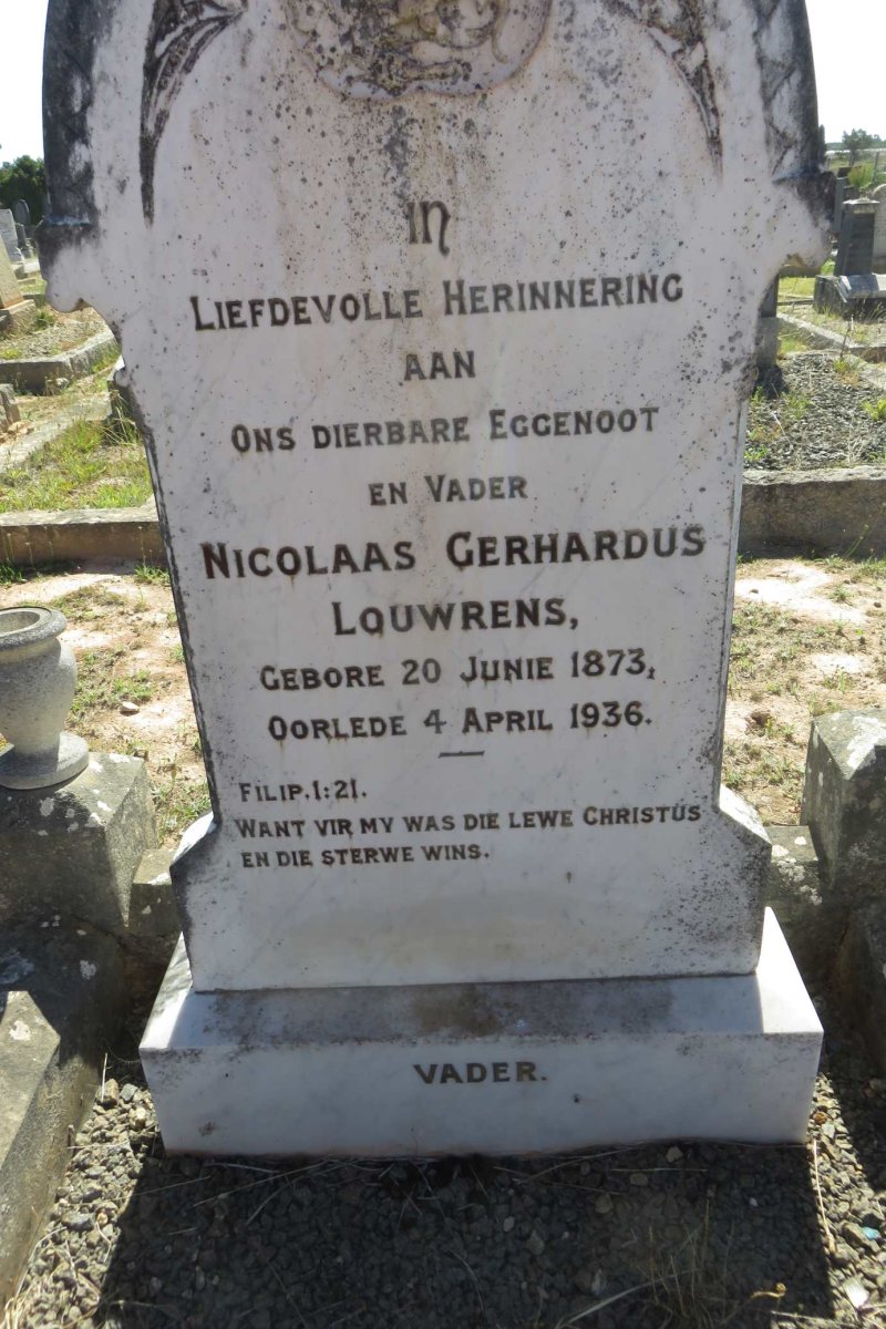 LOUWRENS Nicolaas Gerhardus 1873-1936