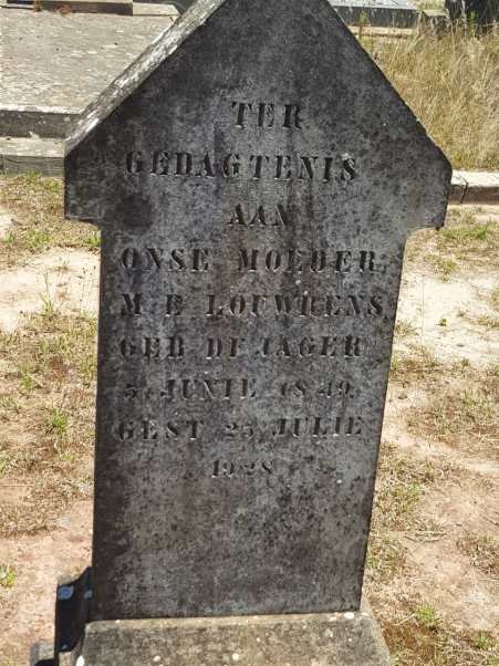 LOUWRENS M.E. nee DE JAGER 1849-1928