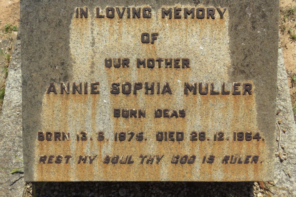 MULLER Annie Sophia nee DEAS 1875-1964