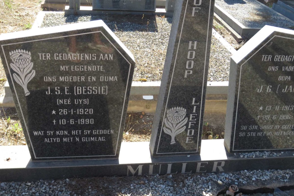 MULLER J.G. 1913-1996 &amp; J.S.E. UYS 1920-1990