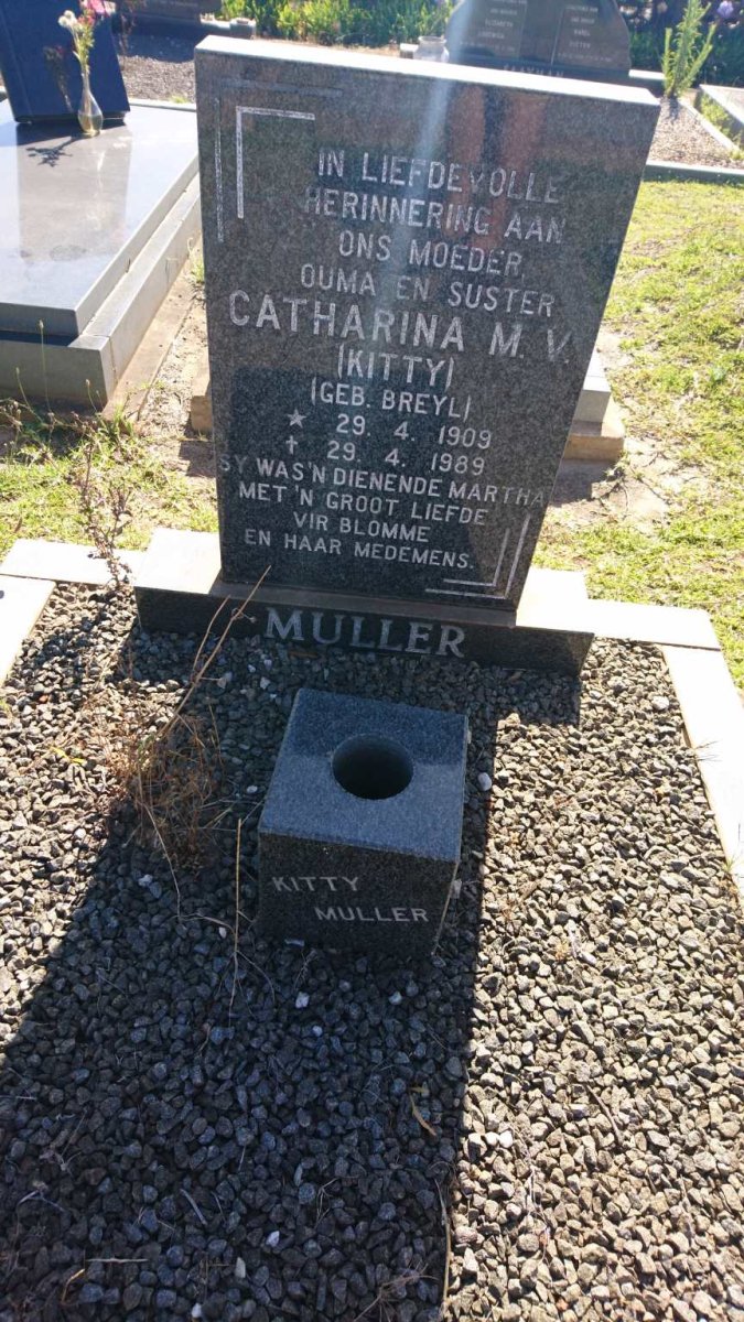 MULLER Catharina M.V. nee BREYL 1909-1989