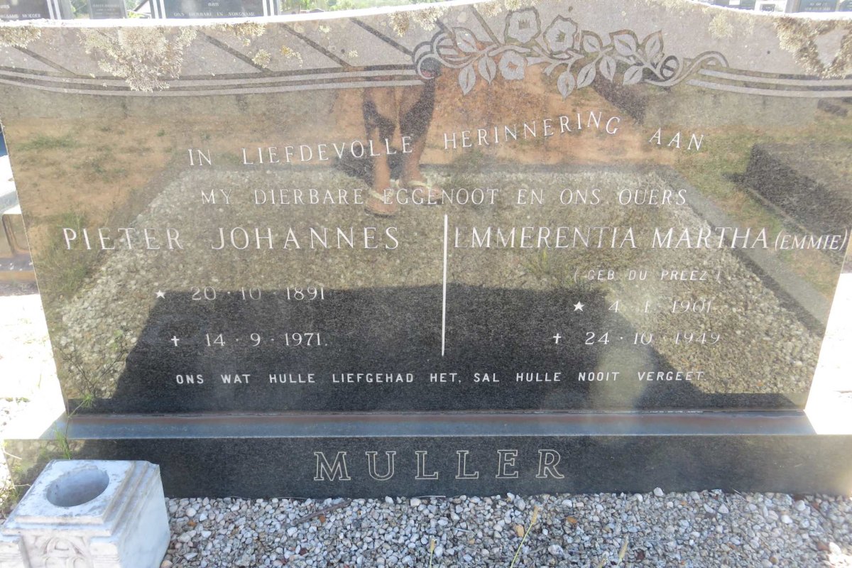MULLER Pieter Johannes 1891-1971 &amp; Emmerentia Martha DU PREEZ 1901-1949