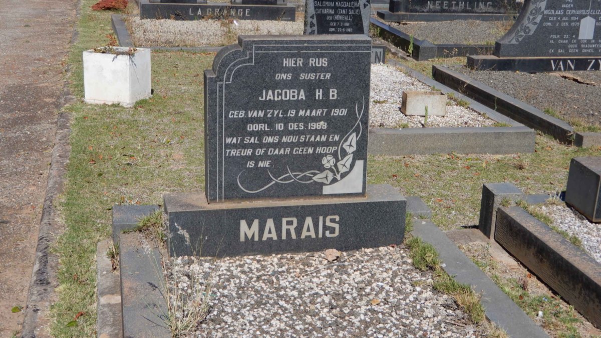 MARAIS Jacoba H.B. nee VAN ZYL 1901-1968