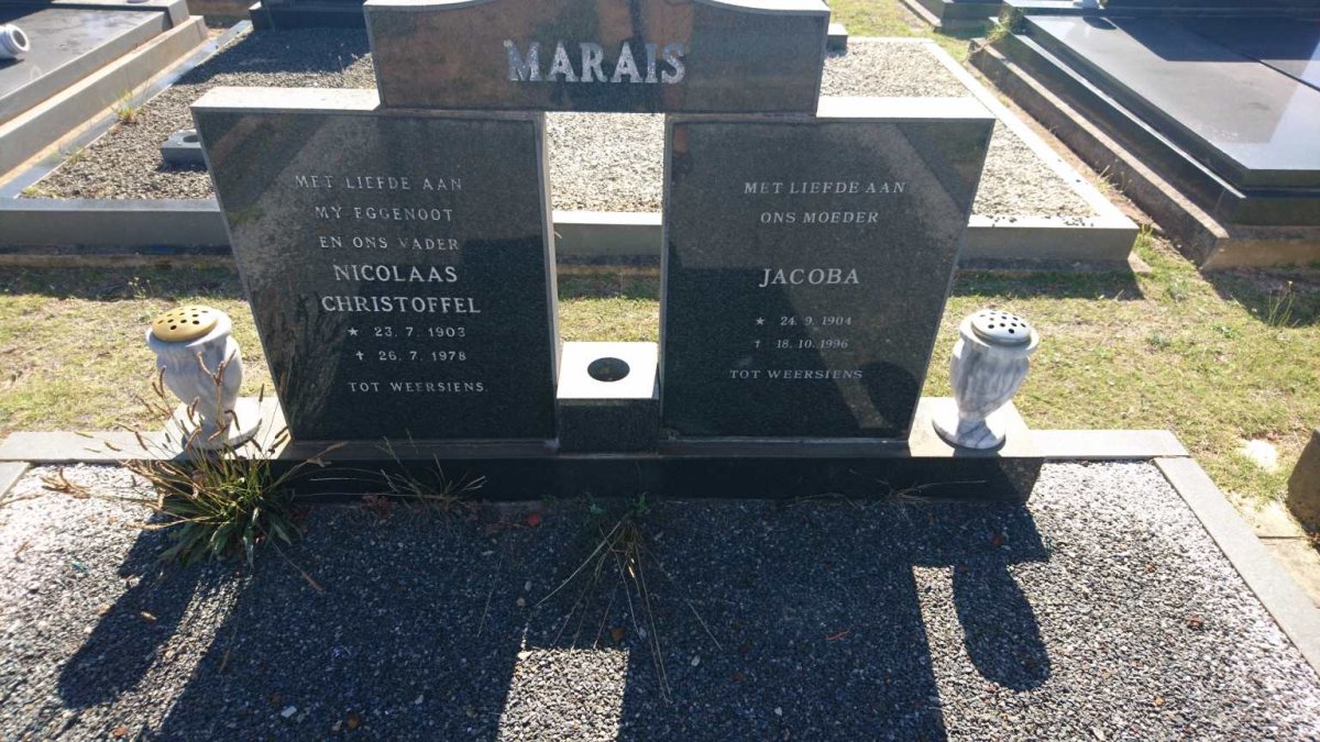 MARAIS Nicolaas Christoffel 1903-1978 &amp; Jacoba 1904-1996