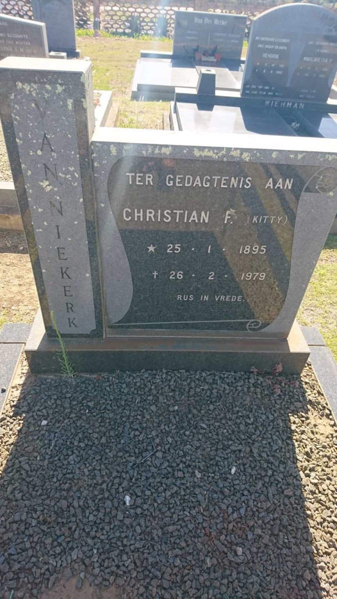 NIEKERK Christian F., van 1895-1979