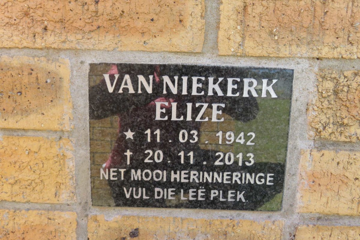 NIEKERK Elize, van 1942-2013