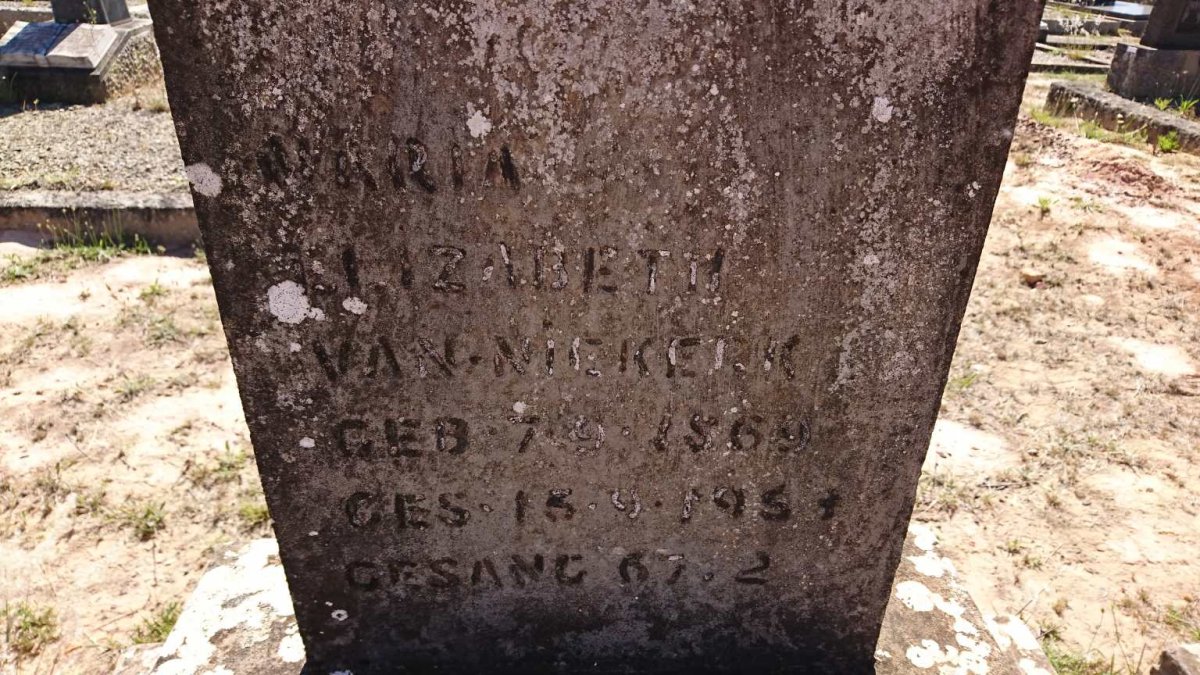 NIEKERK Maria Elizabeth, van 1869-19??