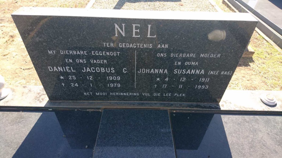 NEL Daniel Jacobus C. 1909-1979 &amp; Johanna Susanna RAS 1911-1993