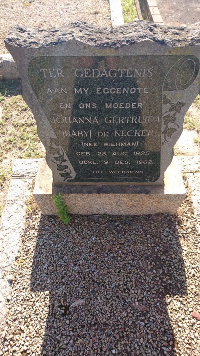 NECKER Johanna Gertruida, de nee WIEHMAN 1925-1962