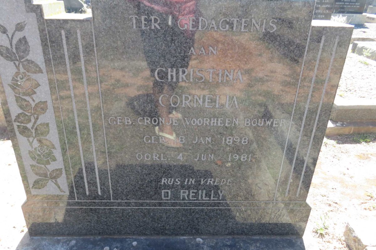 O'REILLY Christina Cornelia formerly BOUWER nee CRONJE 1898-1981