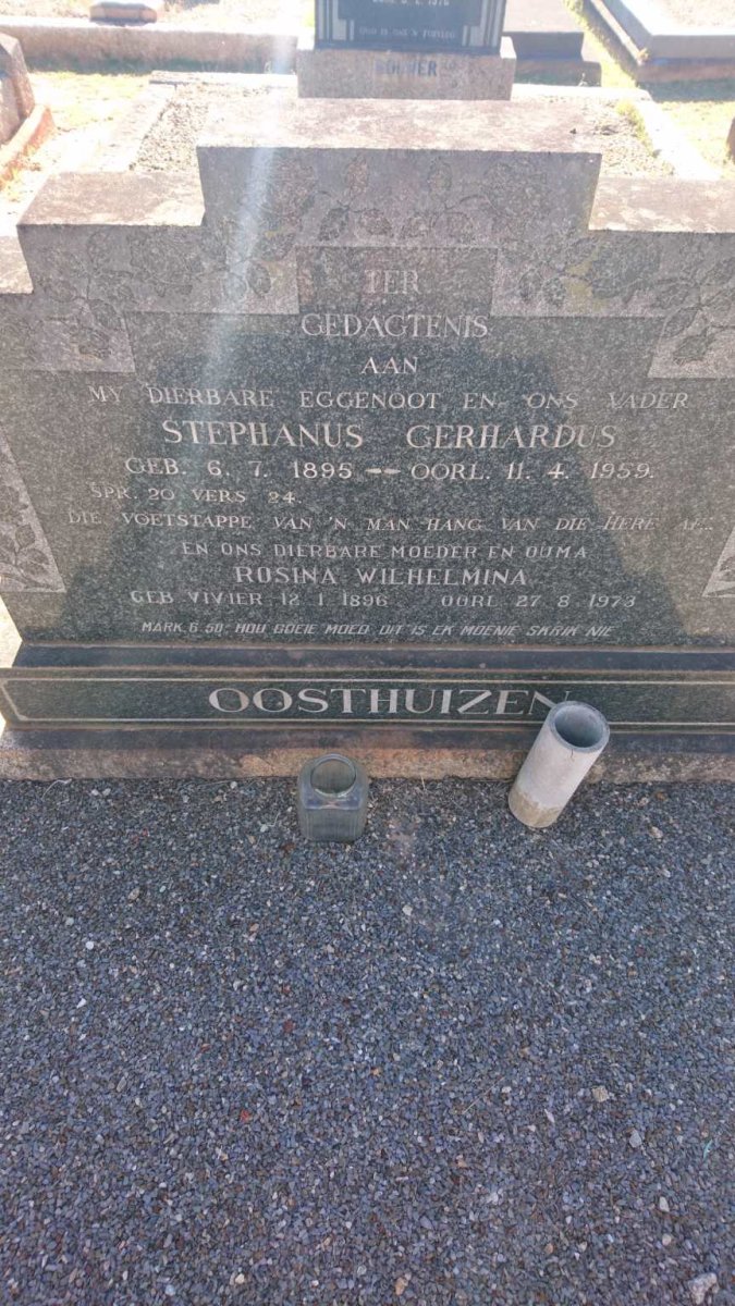 OOSTHUIZEN Stephanus Gerhardus 1895-1959 &amp; Rosina Wilhelmina 1896-1973