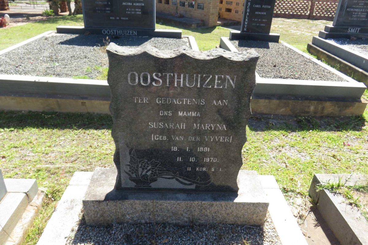 OOSTHUIZEN Susarah Maryna nee VAN DER VYVER 1881-1970