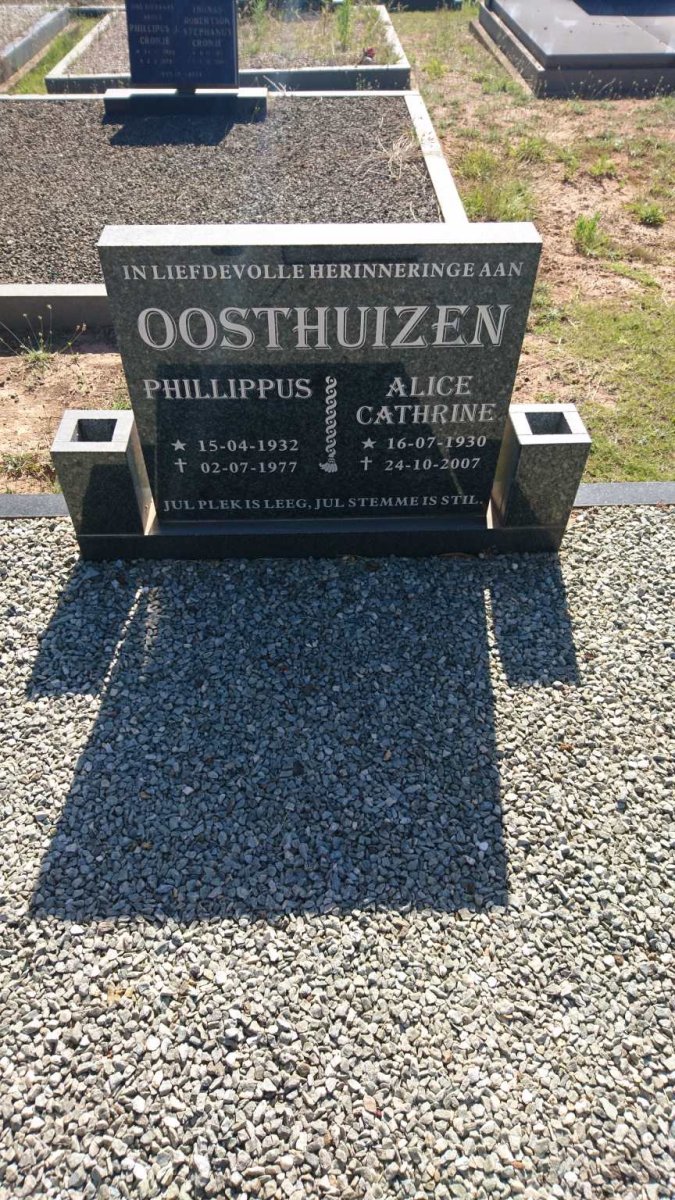 OOSTHUIZEN Phillippus 1932-1977 &amp; Alice Cathrine 1930-2007