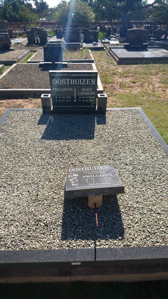 OOSTHUIZEN Phillippus 1932-1977 &amp; Alice Cathrine 1930-2007
