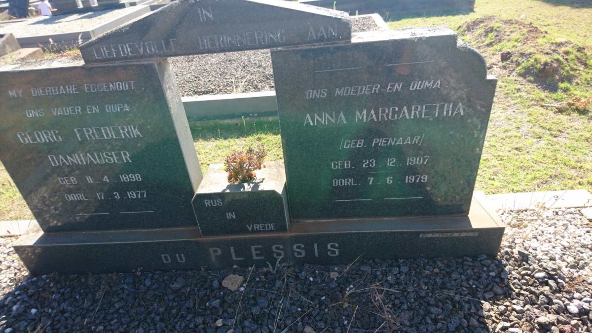 PLESSIS Georg Frederik Danhauser, du 1898-1977 &amp; Anna Margaretha PIENAAR 1907-1979
